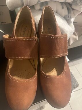 Softspots Brown Mary Jane Clog Mules